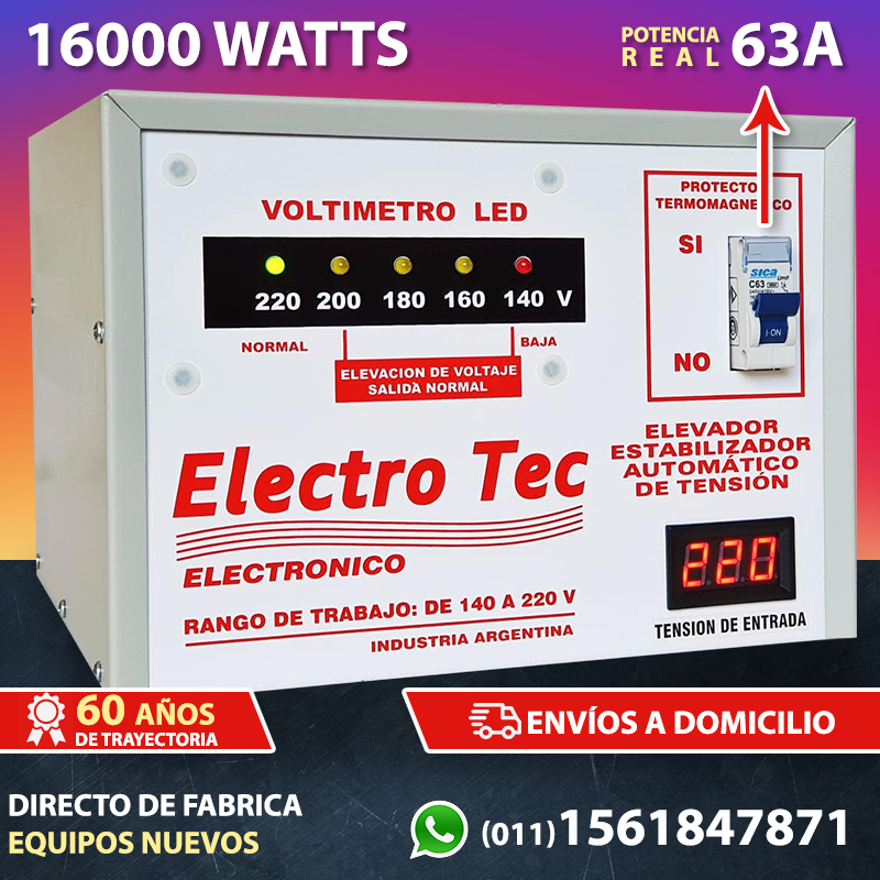 Elevador Tensión Automático ElectroTec 16 Kva Rango 140v