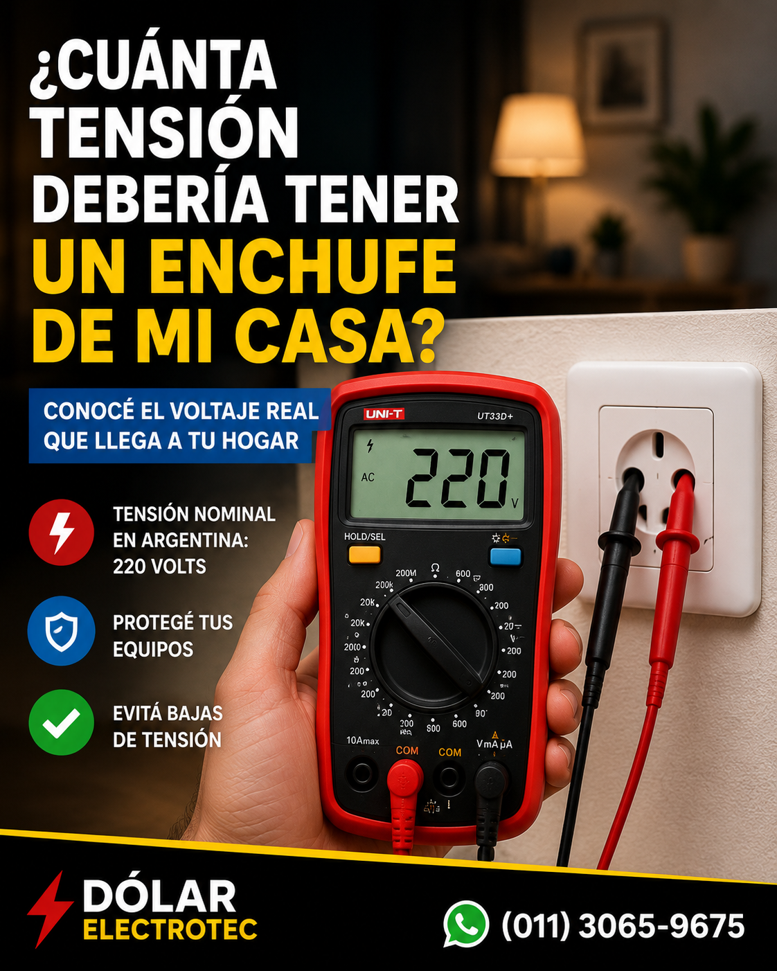 Cu&aacute;nta tensi&oacute;n deber&iacute;a tener un enchufe de mi casa 220 volts - D&oacute;lar Electrotec