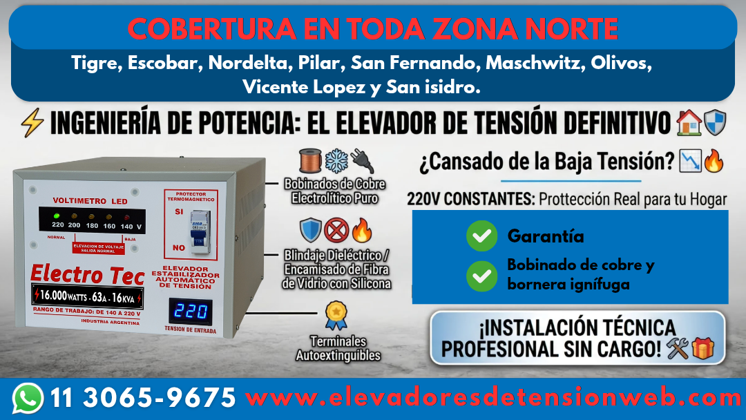 Elevador de tensi&oacute;n autom&aacute;tico instalado en Zona Norte GBA - Tigre Pilar Benav&iacute;dez Nordelta