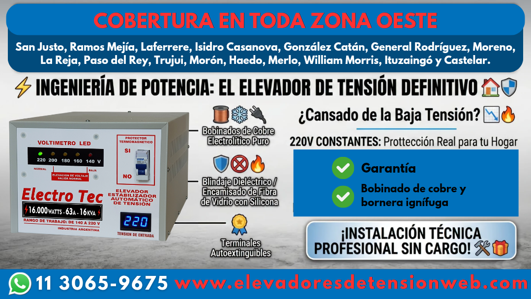 Elevador de tensi&oacute;n 16 kVA D&oacute;lar Electrotec instalado en Zona Oeste GBA - Mor&oacute;n Ramos Mej&iacute;a Moreno